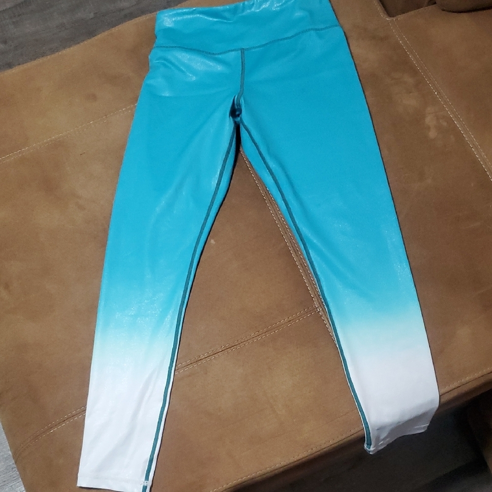 Turquoise and White Ombre Leggings, Ziya Size 4